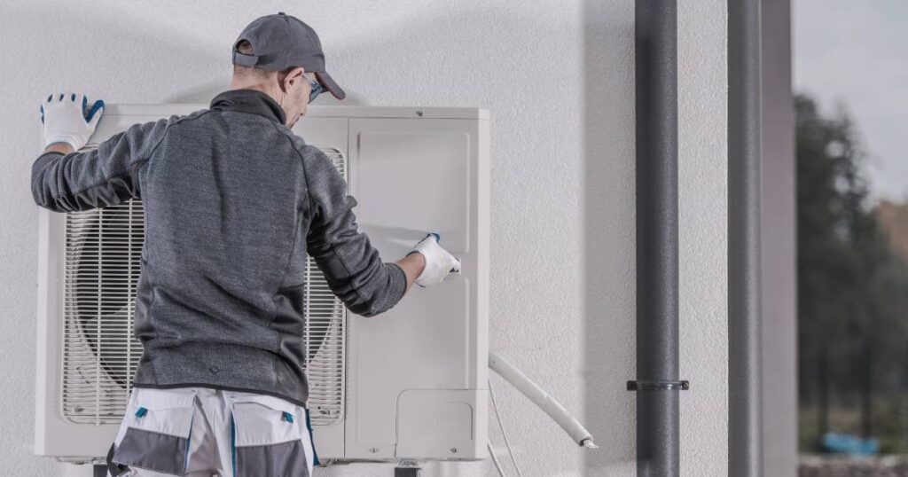 Installation d'une pompe à chaleur.